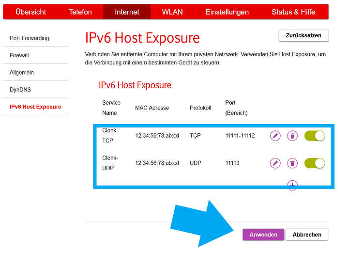 FAQ Wie schalte ich mit einer Vodafone Station die Ports frei
